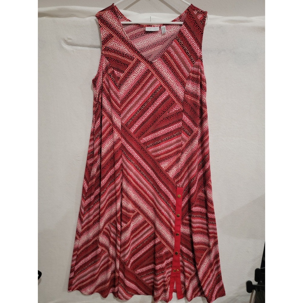 Susan Graver Liquid Knit Maxi Dress Plus 2XP Petite Blue Red Patriotic Snap Hem